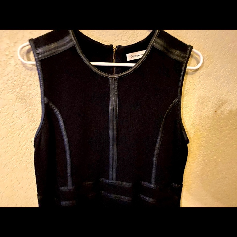 Black with leather trim short dress